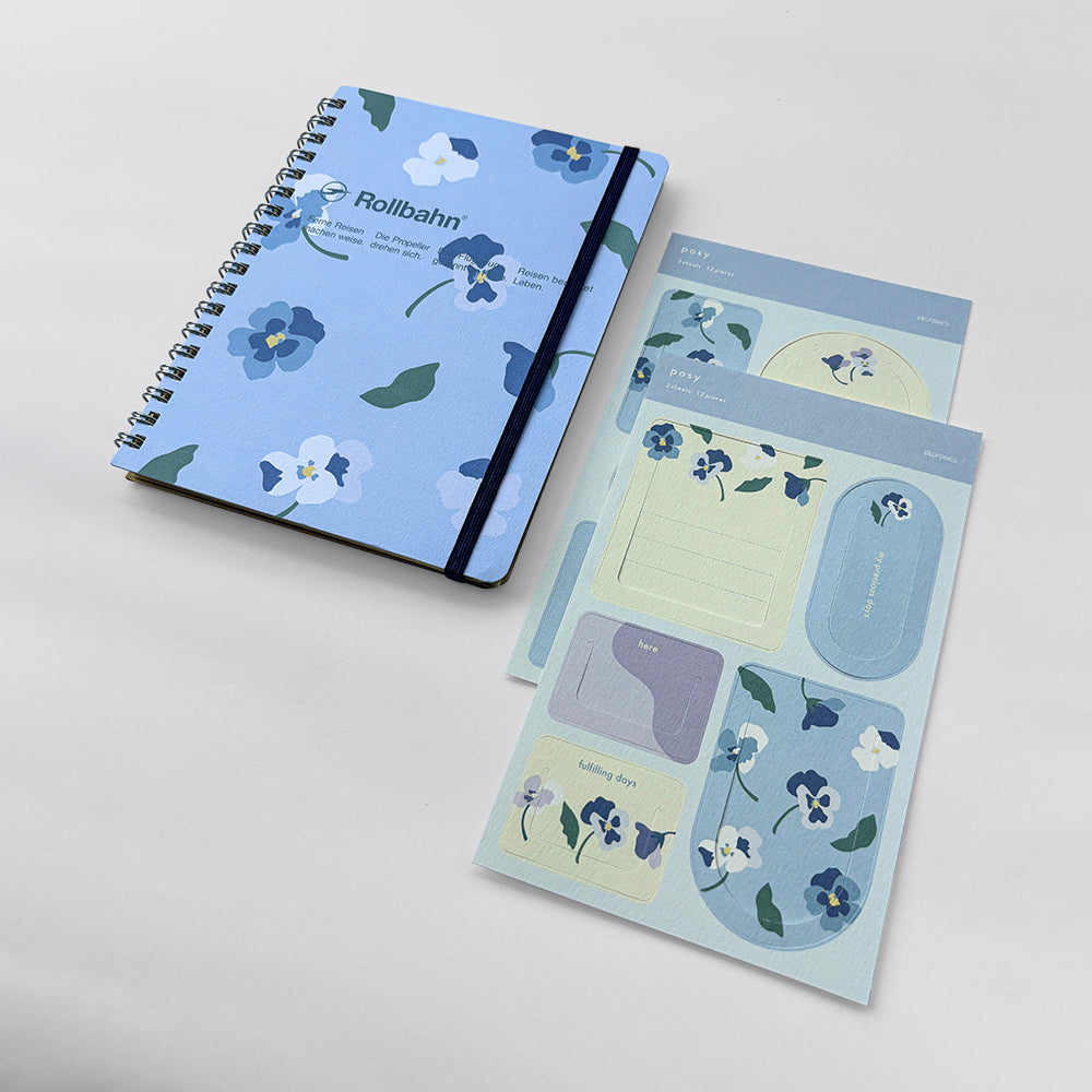 Delfonics Flower Notebook - B6 with Stickers - Sozodori